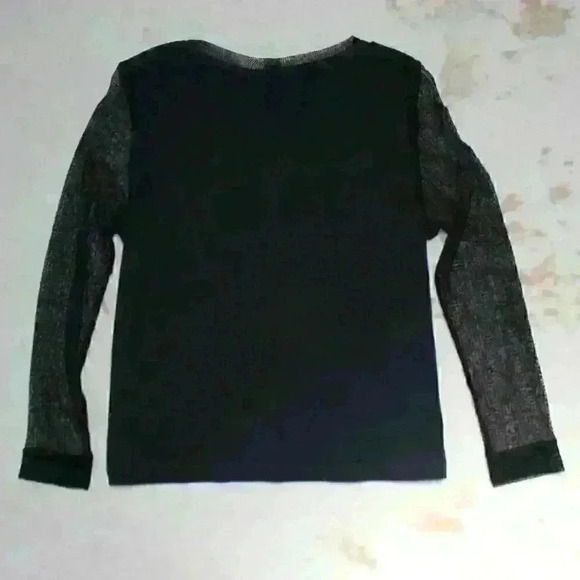 VINTAGE Jean Jones Black Mesh Sleeves Punk Rock Emo Top Women Small - Picture 7 of 8